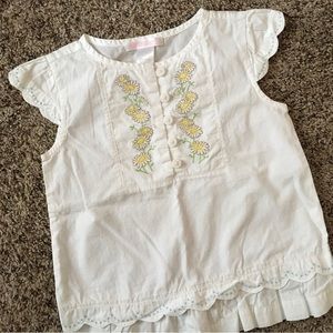 Janie and Jack Floral Daisy Embroidery Shirt Top Flutter Sleeves Size 4T